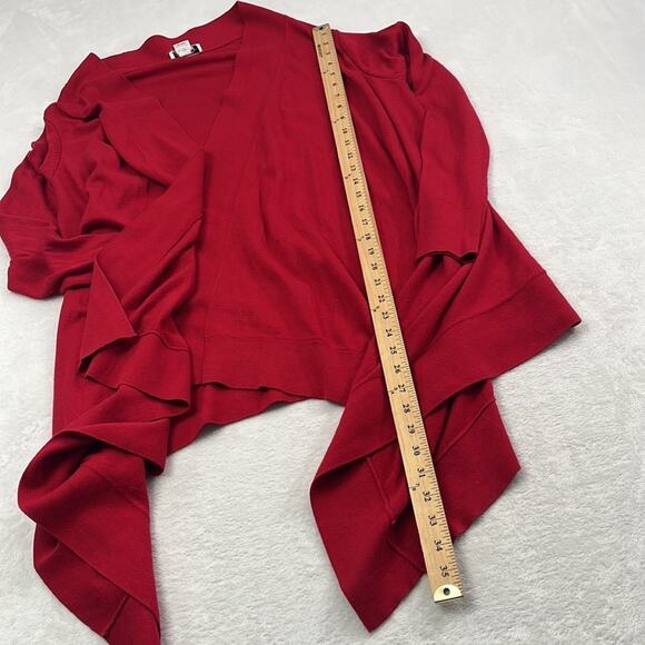 Talbots S Silk, Cotton, Cashmere Red Long Sleeve Open Long Line Cardigan Sweater - Picture 5 of 11
